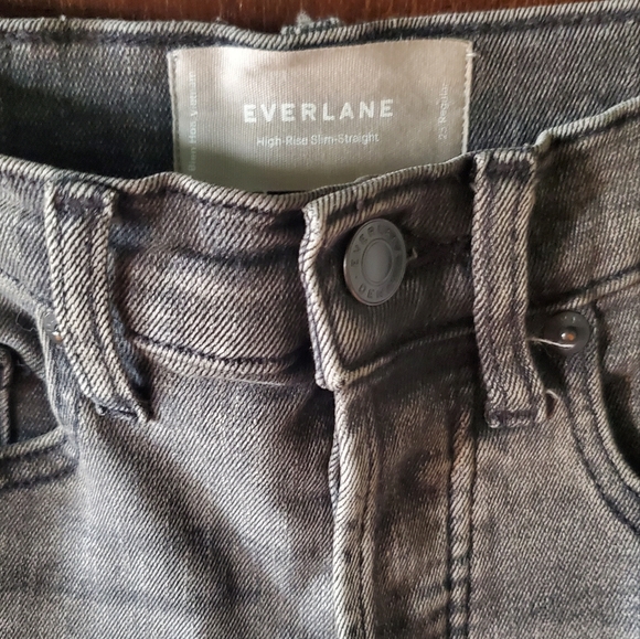 Everlane High Rise Slim Straight Cigarette Washed Black Denim - Picture 2 of 8